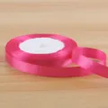 1cm rose red satin ribbon for gift wrapping, flower bouquet packaging and DIY bow crafts. - Rose Red