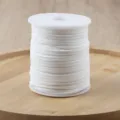 White faux suede cord spool, 3mm wide velvet leather string for craft, gift wrapping, floral. - White