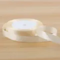 1cm satin ribbon roll light yellow for flower bouquet gift wrapping and baking decoration - Off White