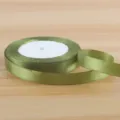 1cm green satin ribbon roll for gift wrapping, flower bouquet packaging and craft making. - Army Green