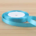 Light blue satin ribbon 1cm wide for flower bouquet wrapping, gift packing, and DIY craft projects. - Light Blue