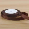 1cm brown satin ribbon for floral packaging, gift wrapping, bouquet and cake decoration. - Dark Coffee