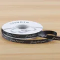 Black 1cm ribbon roll with English print, perfect for gift wrapping, flower bouquets, and DIY crafts. - 1CM*32 Yards/Roll / Black