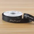 2.5cm black satin ribbon with english letters printed for flower bouquet gift wrapping. - just for you 2.5CM*30 Yards/Roll / Black