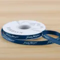 Dark blue satin ribbon roll 1cm wide with printed text for gift wrapping and DIY crafts. - 1CM*32 Yards/Roll / Dark Blue