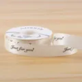2.5cm satin ribbon variant featuring English letter print, ideal for flower bouquet and gift wrapping. - just for you 2.5CM*30 Yards/Roll / Off White