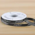 Black satin ribbon with silver print text for gift wrapping, flower bouquet and DIY crafts. - 1CM*32 Yards/Roll / Dark Gray