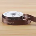 Brown ribbon roll featuring elegant English text print, ideal for flower bouquet gift wrapping. - just for you 2.5CM*30 Yards/Roll / Dark Coffee