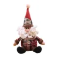 Christmas gnome plush doll with red plaid hat - Sitting Santa Claus