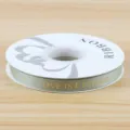 Green ribbon spool with gold text, 1cm wide grosgrain ribbon roll for gift wrapping and crafts. - 1CM*32 Yards/Roll Gold Stamped / Matcha