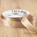 Champagne gold foil stamping polyester ribbon for gift box packaging and flower bouquet decoration. - Khaki