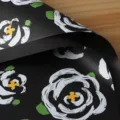 Black floral bouquet wrapping paper, elegant rose pattern Ouyapaper for flower gift packaging - Black