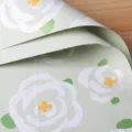 Thicken fresh floral wrapping paper roll with elegant white flower pattern for bouquet gift packing - Mugwort Green