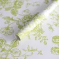 Papier de soie floral pour emballer des bouquets, motif floral botanique vert, 1 rouleau. - Vert