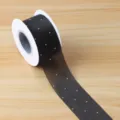 Black 2.5CM rhinestone chiffon ribbon roll for gift wrapping, floral bouquets, and DIY crafts. - Black Rhinestone Satin Ribbon (4cm x 20 Yards/Roll) / Black