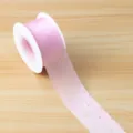 2.5CM pink rhinestone silk ribbon for gift wrapping, floral bouquet and DIY craft decoration. - Pink Satin Ribbon with Rhinestones 4cm x 20 Yards Per Roll / Pink