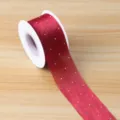 Red 2.5cm rhinestone silk ribbon for gift wrapping, flower bouquets, and DIY cake packaging. - Wine Red [Rhinestone Satin Ribbon] 4cm * 20 Yards/Roll / Burgundy