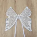 Decoración de alas de mariposa de encaje blanco con diamantes de imitación para ramo - 1 unidad/paquete / Blanco