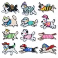 Cute dog embroidery patches set, iron on appliques for clothing, bags and DIY crafts. - Full Set of 12 Pieces
