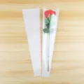 Sachet d'emballage pour une seule rose transparent pochette cadeau bouquet de fleurs 1pc - 50 Pièces/Sac / Blanc