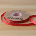 Red satin ribbon 1cm width with love forever print for gift wrapping and floral bouquet decoration. - 1cm*32yd/Roll (love forever) / Bright Red