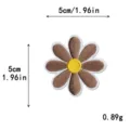 Cute brown daisy flower embroidered patch clothing badge DIY handmade fashion accessory 5cm - L / Coffee