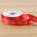 Christmas series hot stamping ribbon for gift wrapping, flower decoration, and DIY bows. - Polyester Style B / 2.5cmx25 Yards / Red
