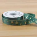 Christmas gold stamping ribbon green fabric ribbon for gift wrapping and DIY crafts decor - Style D Christmas Grosgrain / 2.5cmx25 Yards / Green