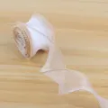 Nastro in organza bordato d'oro per confezione fiori e decorazione torte - 10 Iarde/Busta / Bianco perla