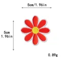 Red and yellow daisy flower embroidered patch fabric applique size 5cm clothing DIY - L / Red