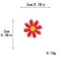 Small red daisy embroidered patch DIY clothing accessory with dimension and weight specifications - Mini / Red