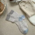 Chaussettes femme automne hiver epaisses chaudes laine melangee tricot mollet style retro - Blanc Cassé