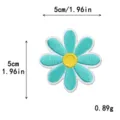 Macaron color daisy flower embroidery patch clothing DIY accessory, blue and yellow, 5cm. - L / Lake Blue Green