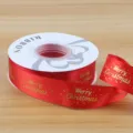 Christmas gold stamping ribbon red gift wrapping DIY bow decorative ribbon roll spool - Polyester Style G / 2.5cmx25 Yards / Red