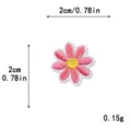 Macaron pink daisy embroidered patch, small fabric sticker for DIY clothing and hat decor. - Mini / Hot Pink