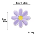 Macaron color purple daisy embroidered cloth patch, size 5cm, DIY clothing accessory. - L / Purple