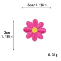 Pink daisy flower embroidered patch, 3cm size with yellow center for DIY clothing and hat decor. - S / Rose Red