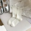 Calzini morbidi a rete con volant bianchi da donna, cotone sottile traspirante casual versatile - Taglia unica / Bianco Crema