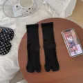 Black split toe socks, comfortable breathable tabi socks for women summer daily wear. - Black