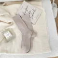 Retro Korean style women's mid-calf knit socks, warm thick slouch socks for winter cozy daily wear. - One Size / Beige