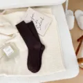 Retro women winter wool warm mid-calf slouch socks, thick cozy knit socks for cold days. - One Size / Dark Coffee