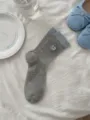 Calze a metà polpaccio grigie con polsini blu e ricamo a cuore, morbido cotone traspirante stile - Grigio scuro