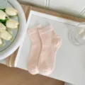Comode calze a costine rosa chiaro da donna, calzetteria casual morbida e traspirante. - Rosa