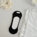 Calzini invisibili donna scollo basso, nero unito fibra di bambù estate antiscivolo. - Taglia unica / Nero