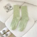 Calze al polpaccio screziate in misto lana spessa da donna, comodo design a coste color crema. - Taglia unica / Verde