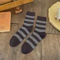 Chaussettes homme en cachemire marron rayées, douces et chaudes pour l'hiver au quotidien. - Taille unique / Café