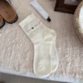 Calzini donna fiocco cuore lavorati a maglia bianco crema stile coreano quotidiano - Bianco Crema