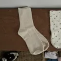 Calze a costine a tubo medio tinta unita da donna casual morbido cotone moda calzetteria - Taglia unica / Farina d'Avena