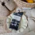 Grey plaid silk wool blend stack socks with cute bow, soft and cozy winter sock variant. - Grey Bowknot