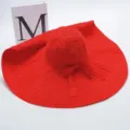 Red Wide Brim Sun Hat Summer Foldable Beach Hat UV Protection Womens Red Sunshade Hat Variant - 20cm Wide Brim Umbrella Hat - Red